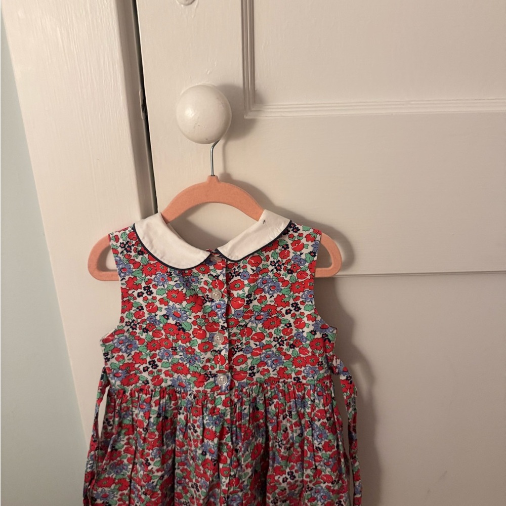 Rachel Riley Red and Blue Floral Dress Peter Pan Collar. Size 4. - Picture 7 of 9